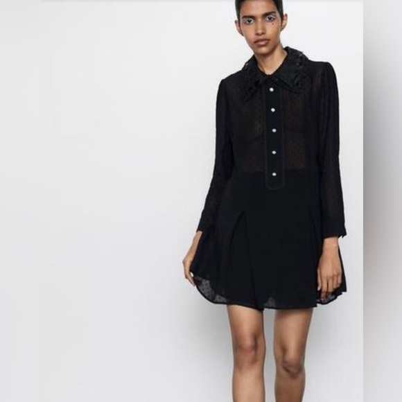 Zara black dot mesh romper with jewel buttons and lace collar - Picture 10 of 16